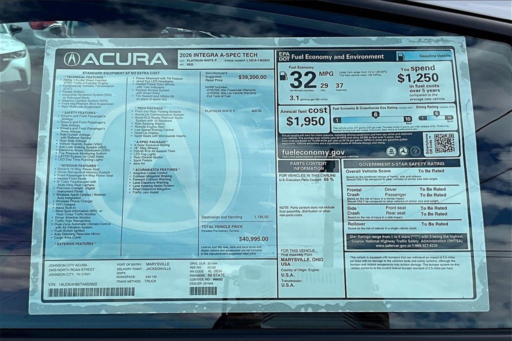 2026 Acura Integra A-Spec Tech Package