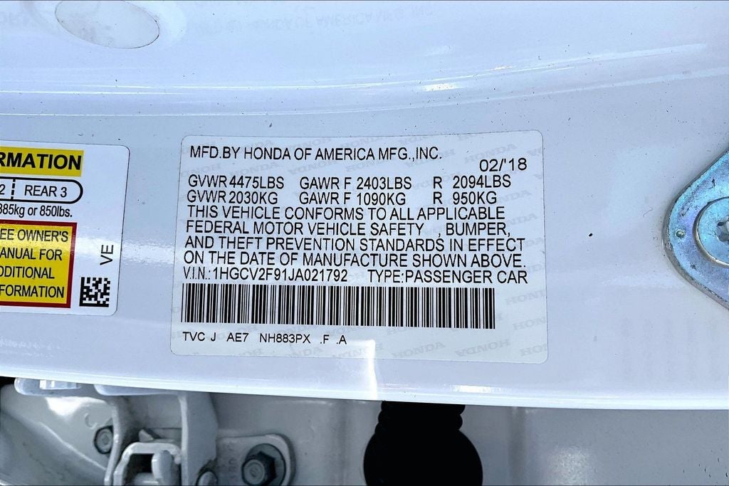 2018 Honda Accord Touring 2.0T
