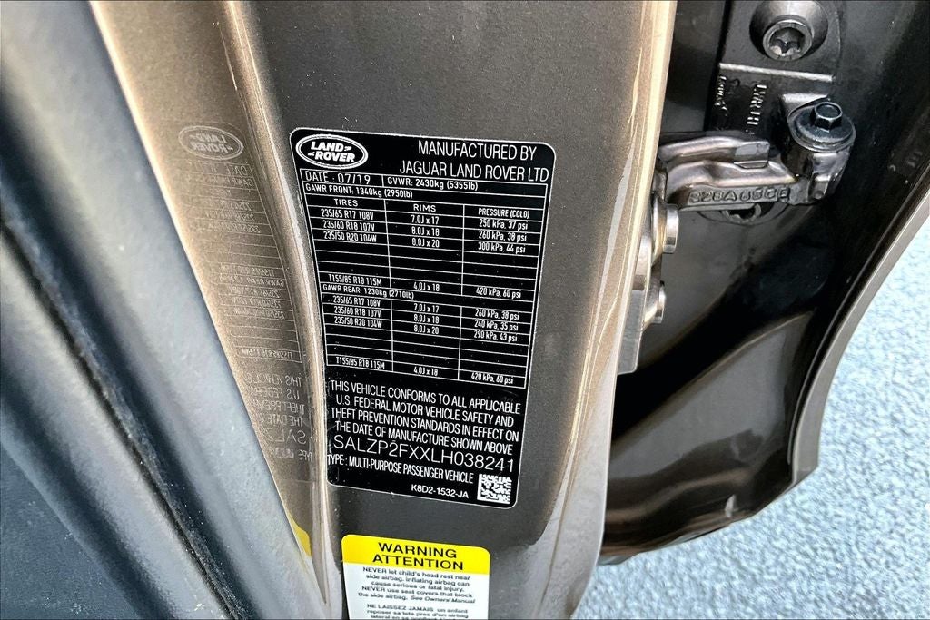 2020 Land Rover Range Rover Evoque SE